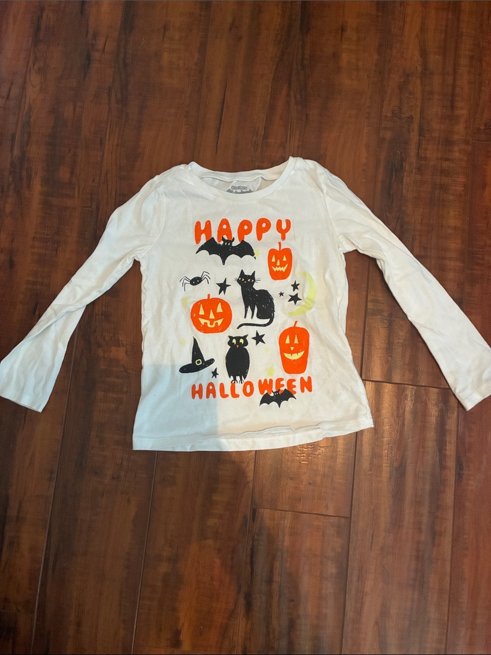 Kids' Happy Halloween Graphic Long-Sleeve Tee - White & Orange